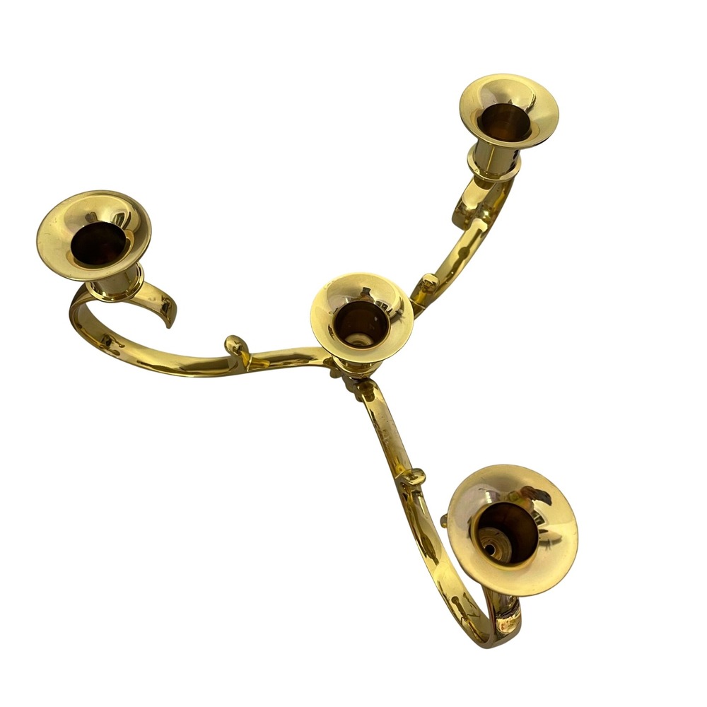 Teleflora Candelabra Home Decor OS Gold Polished‎ Brass 3-Arm Scroll Design